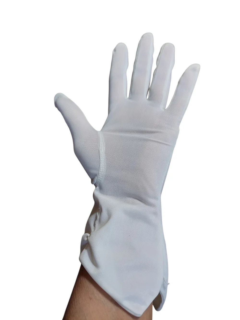 Vintage White Sheer Gloves Ruched Wrist Formal Bridal Tea Party Costume